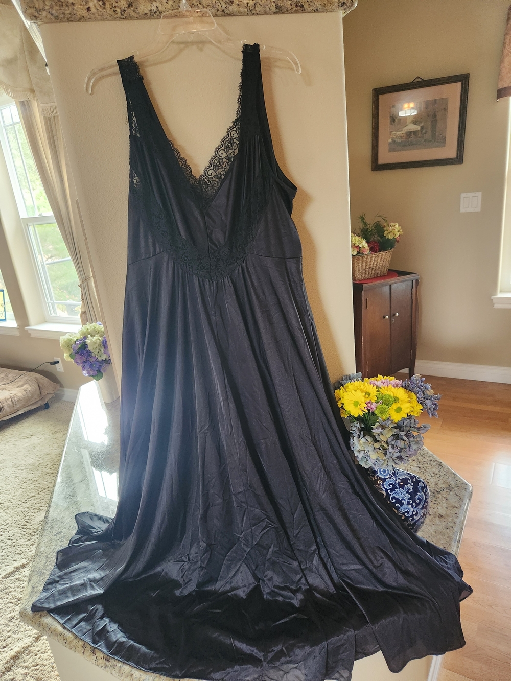 Undercover Wear Black Lace-Trim Sweep Nightgown Vintage Size 3x